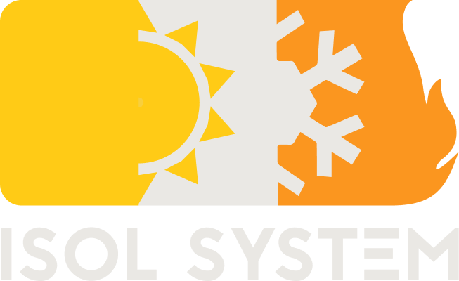Logo Isol System composé d'un soleil un, un flacon et du feu